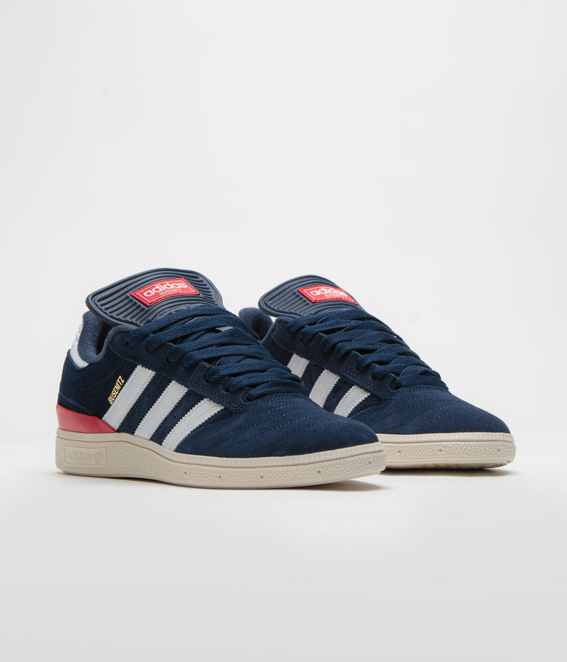 Adidas Busenitz Shoes in Collegiate Navy and FTWR White / Better Scarlet