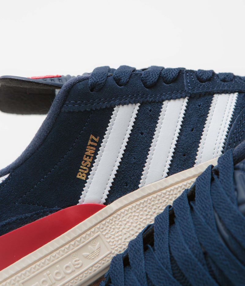 Adidas Busenitz Shoes in Collegiate Navy and FTWR White / Better Scarlet