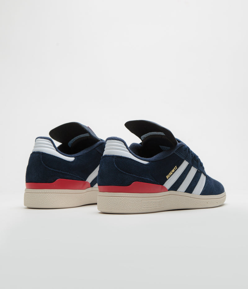 Adidas Busenitz Shoes in Collegiate Navy and FTWR White / Better Scarlet