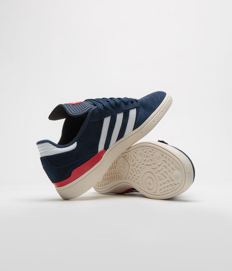 Adidas Busenitz Shoes in Collegiate Navy and FTWR White / Better Scarlet