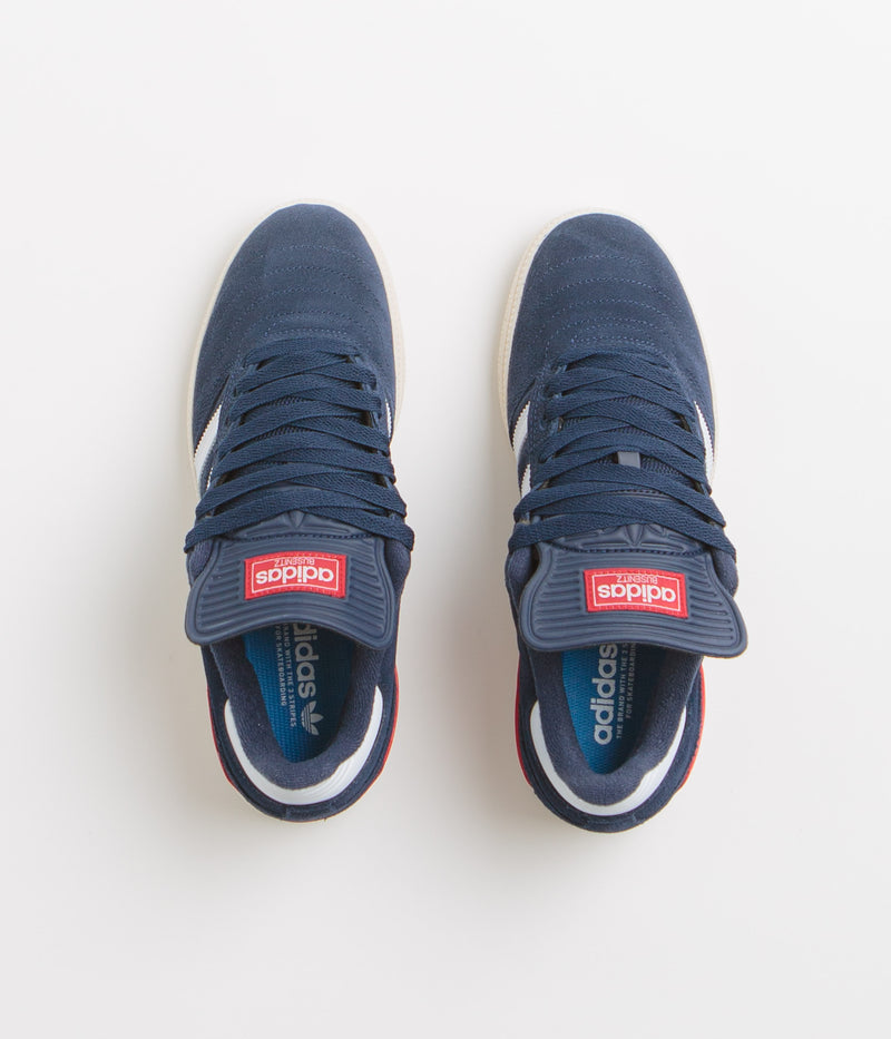 Adidas Busenitz Shoes in Collegiate Navy and FTWR White / Better Scarlet