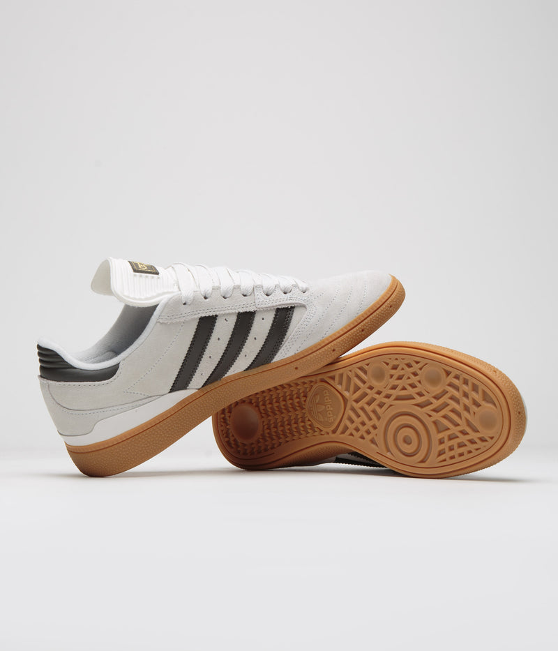Adidas Busenitz Shoes in Crystal White and Shadow Olive / Gum