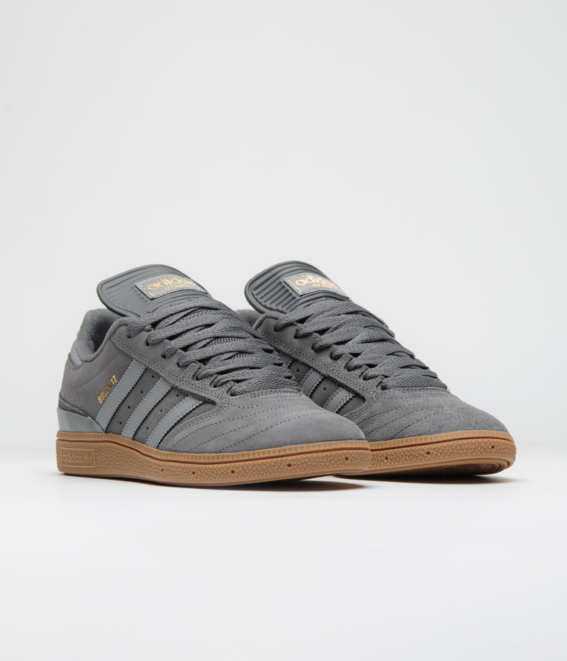 Adidas Busenitz Shoes in Grey Five and Grey Three / Gold Metallic