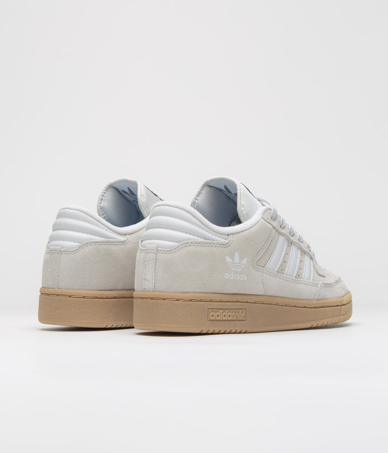 Adidas Centennial 85 Low ADV Shoes in Crystal White and Cloud White / Gum