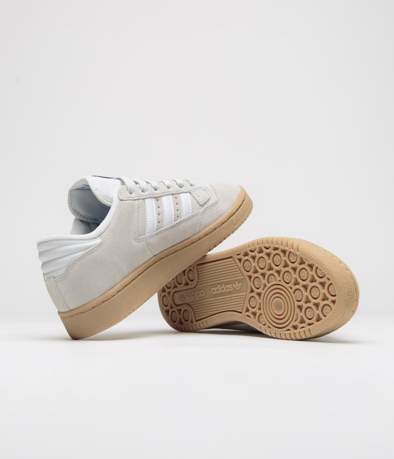 Adidas Centennial 85 Low ADV Shoes in Crystal White and Cloud White / Gum