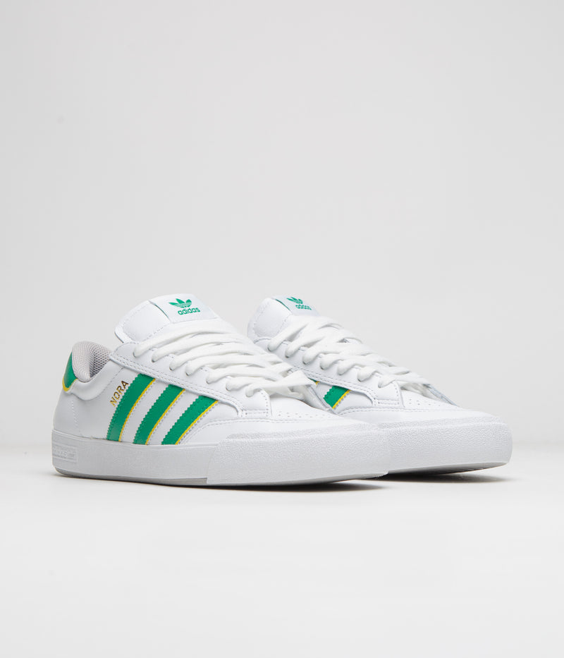 Adidas Nora Shoes in Cloud White and Court Green / Yellow