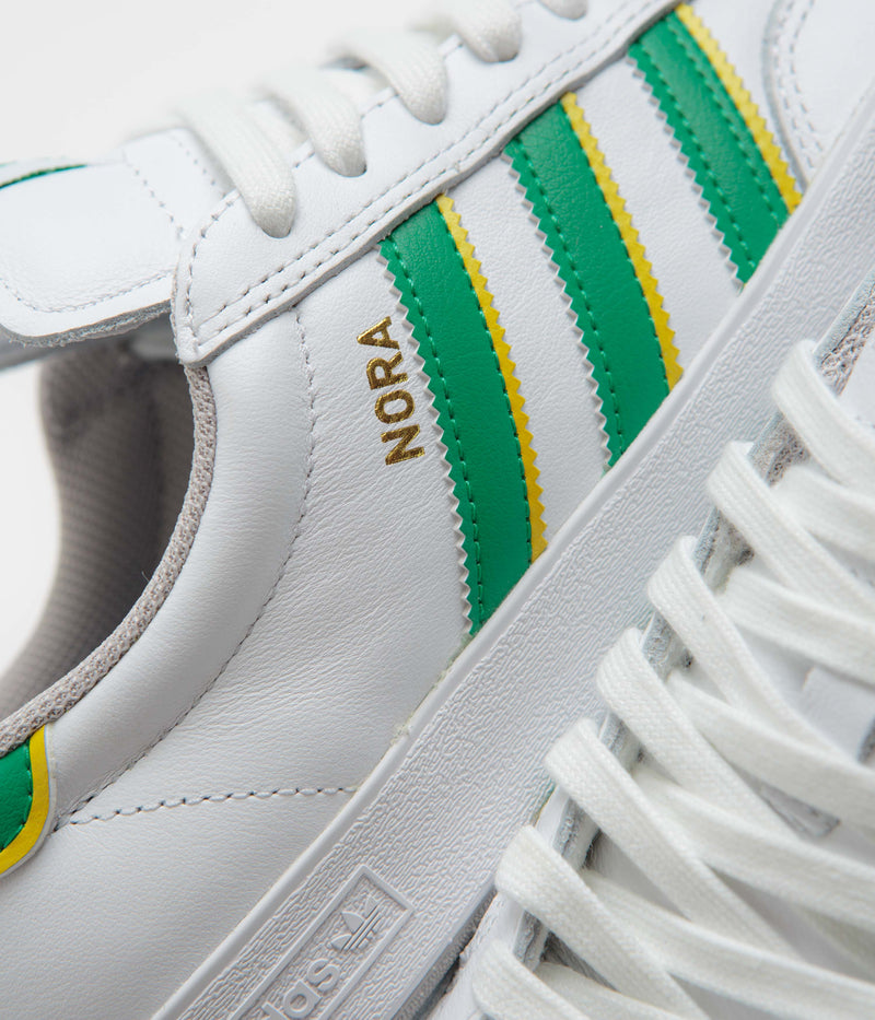Adidas Nora Shoes in Cloud White and Court Green / Yellow