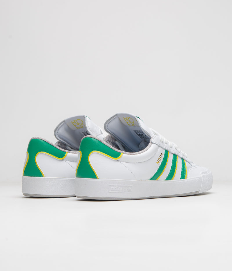 Adidas Nora Shoes in Cloud White and Court Green / Yellow