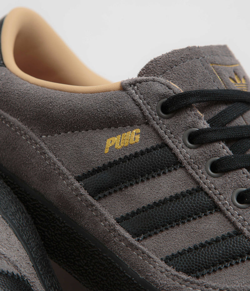 Adidas Puig Indoor Shoes in Charcoal and Core Black / Chalk White