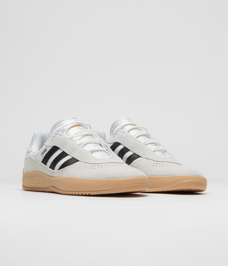 Adidas Puig Shoes in Crystal White and Core Black / Gum