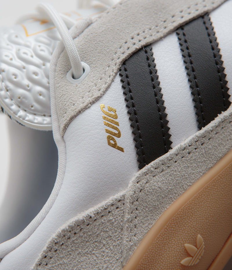Adidas Puig Shoes in Crystal White and Core Black / Gum