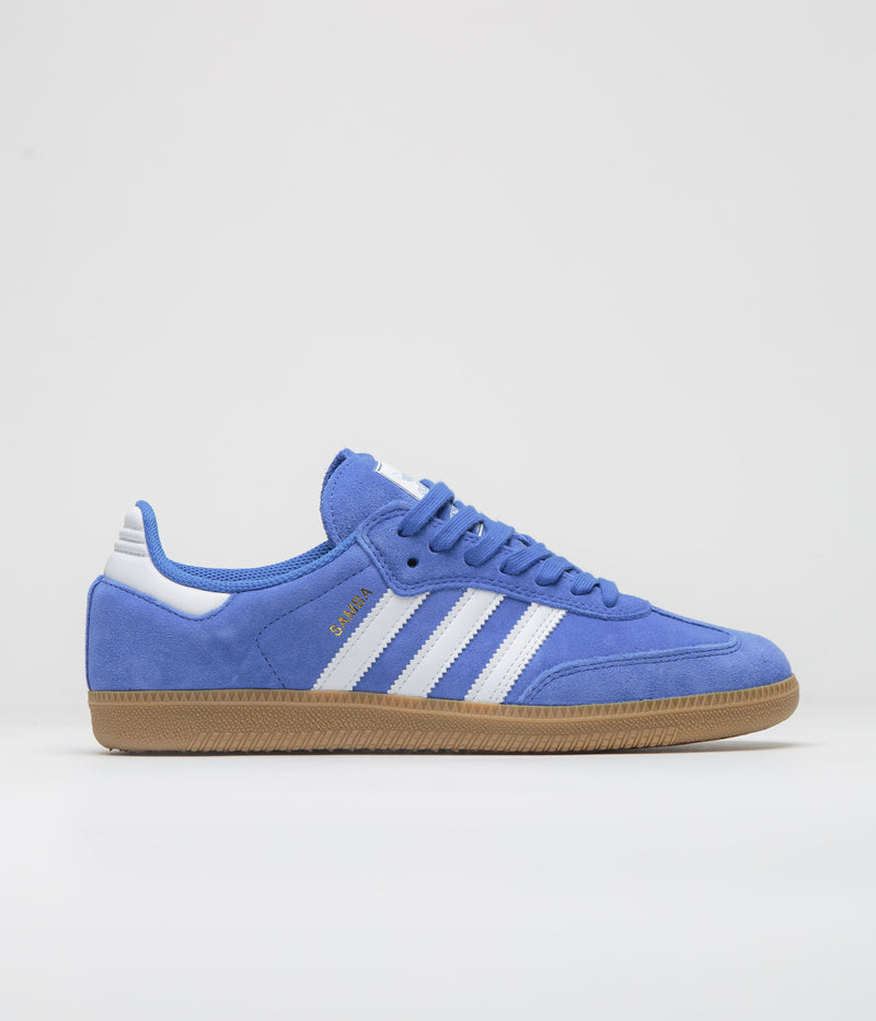 Adidas Samba ADV Shoes in Bluebird and Cloud White / Gold Metallic