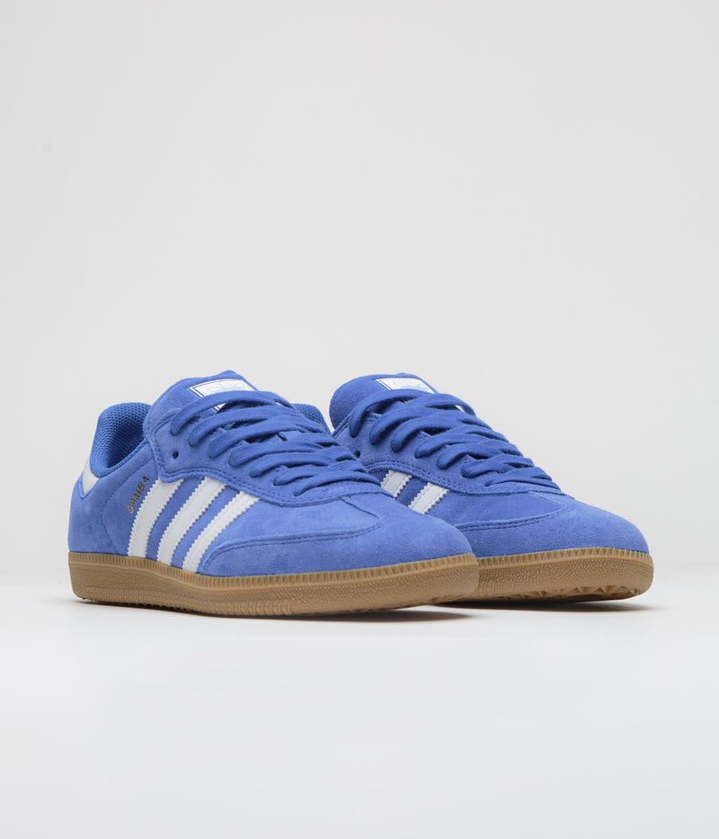 Adidas Samba ADV Shoes in Bluebird and Cloud White / Gold Metallic