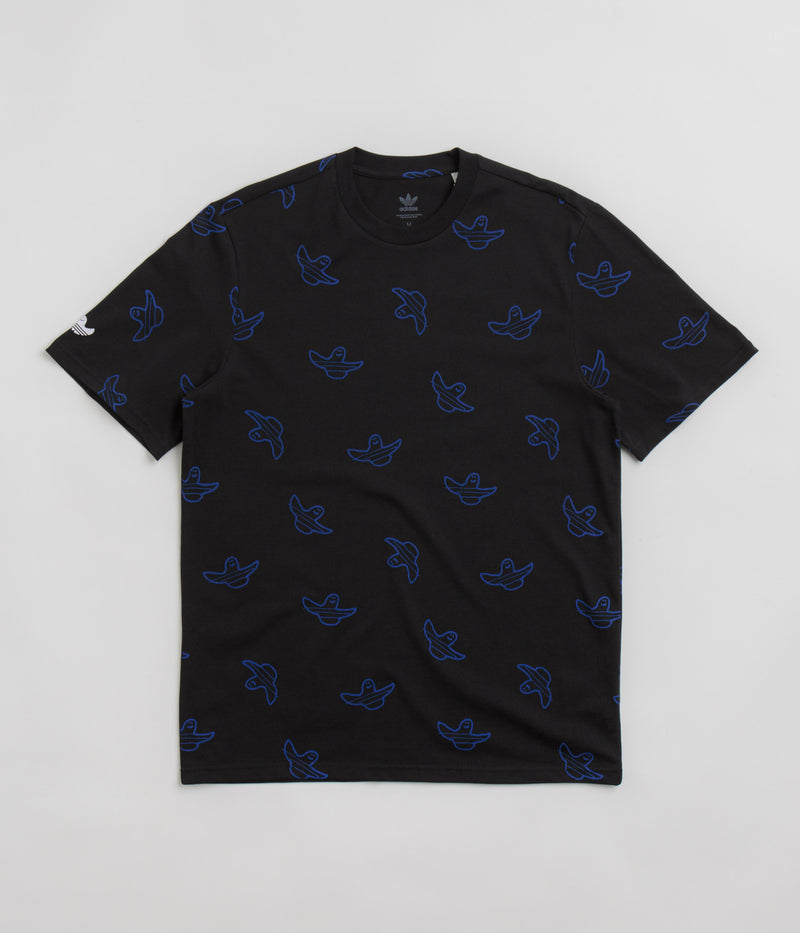 Adidas Shmoofoil Allover Print T-Shirt in Black and Team Royal Blue