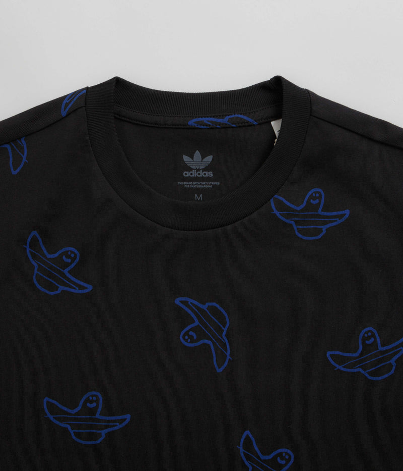 Adidas Shmoofoil Allover Print T-Shirt in Black and Team Royal Blue