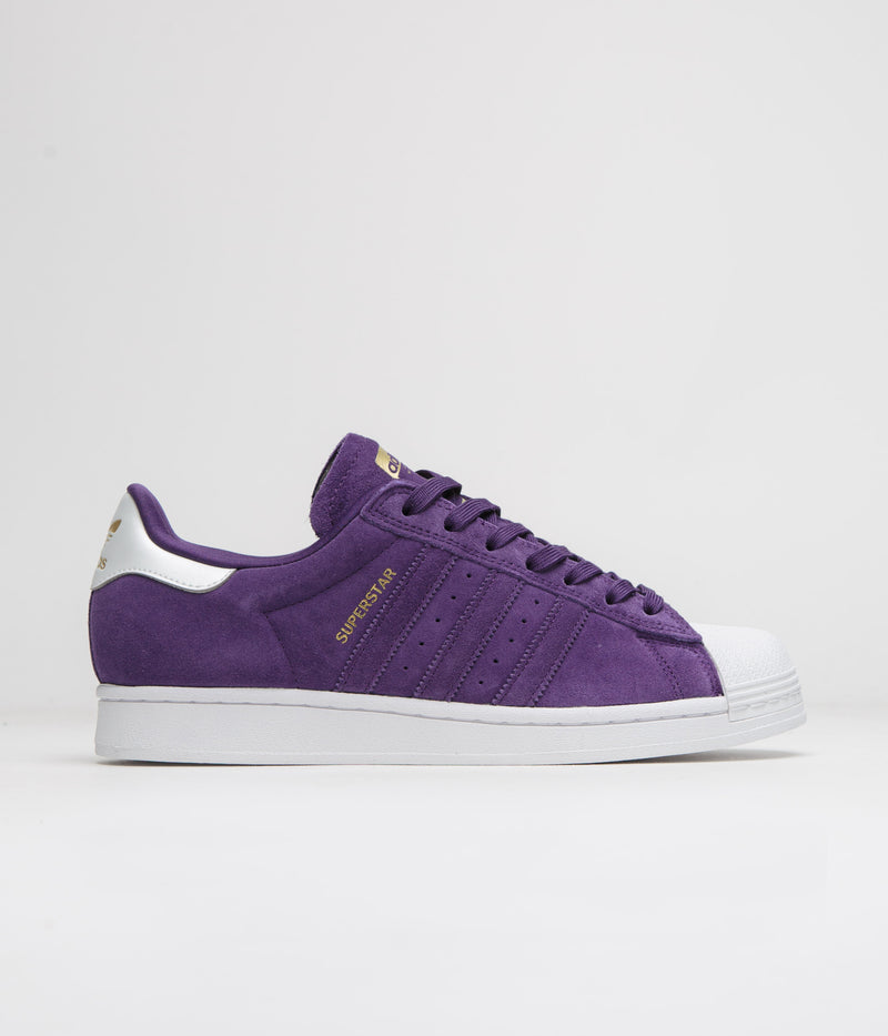 Adidas Superstar ADV Shoes in Collegiate Purple and Zero Metallic / Gold Metallic