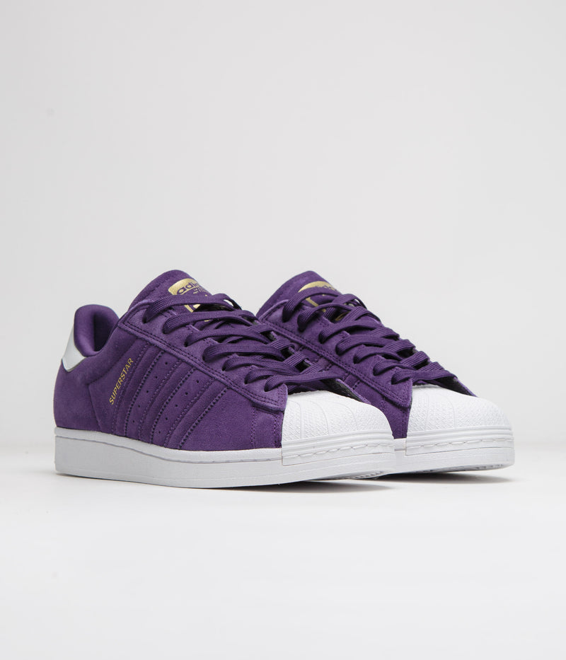 Adidas Superstar ADV Shoes in Collegiate Purple and Zero Metallic / Gold Metallic