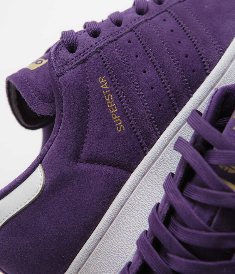 Adidas Superstar ADV Shoes in Collegiate Purple and Zero Metallic / Gold Metallic