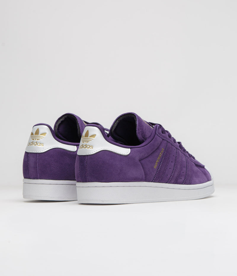 Adidas Superstar ADV Shoes in Collegiate Purple and Zero Metallic / Gold Metallic