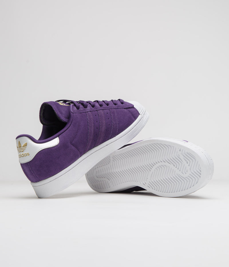 Adidas Superstar ADV Shoes in Collegiate Purple and Zero Metallic / Gold Metallic