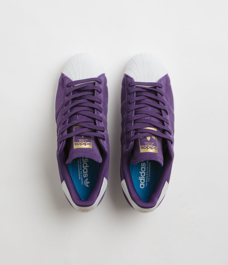 Adidas Superstar ADV Shoes in Collegiate Purple and Zero Metallic / Gold Metallic