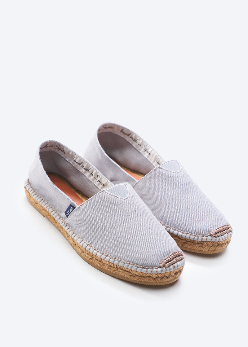 Barceloneta Ash Grey Canvas Flexible Slip On Women Espadrille Flats