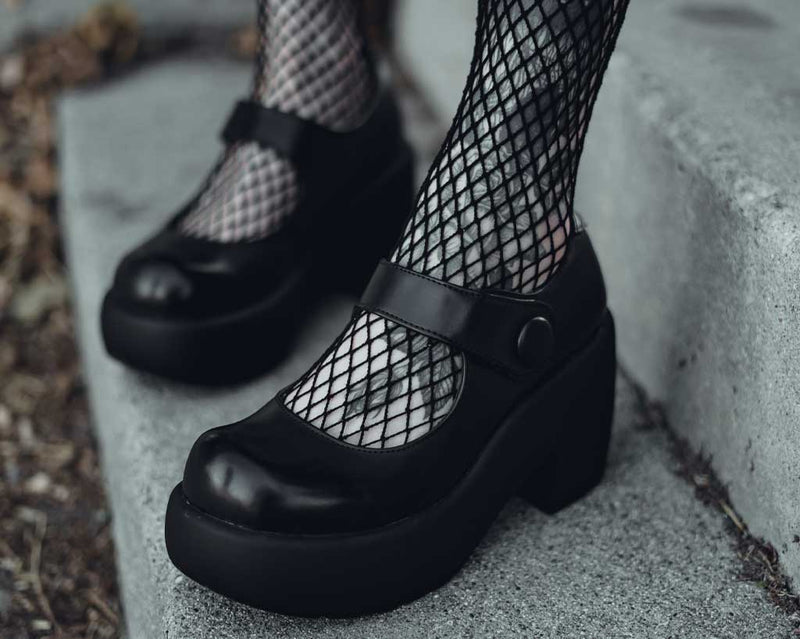 T2302L Black Bubble Anarchic Mary Jane Platform