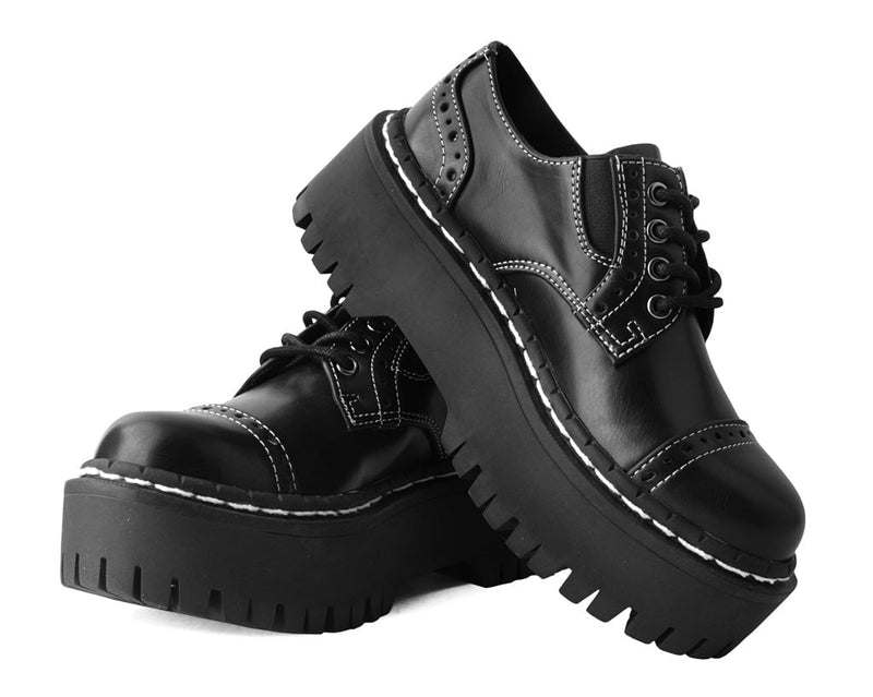 A3030L Black Burnished Contrast Stitch Double Decker Brogue