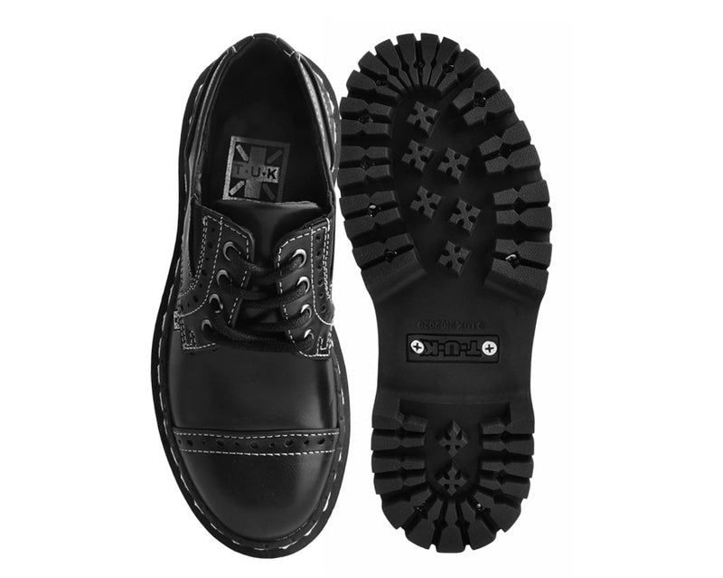 A3030L Black Burnished Contrast Stitch Double Decker Brogue