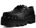 A9469 Black Faux Leather Dino Lug Sole Creeper