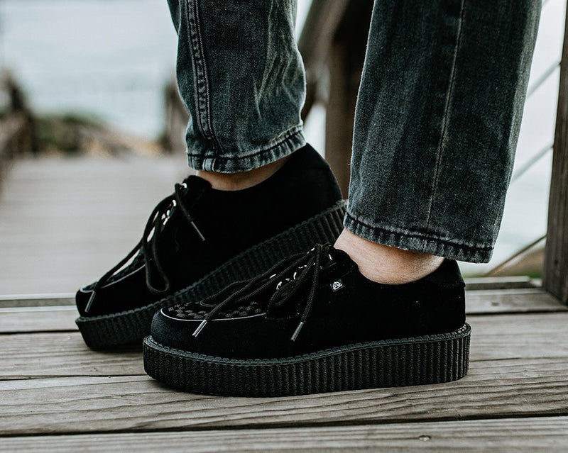 T2262 Black Faux Suede Anarchic Creeper