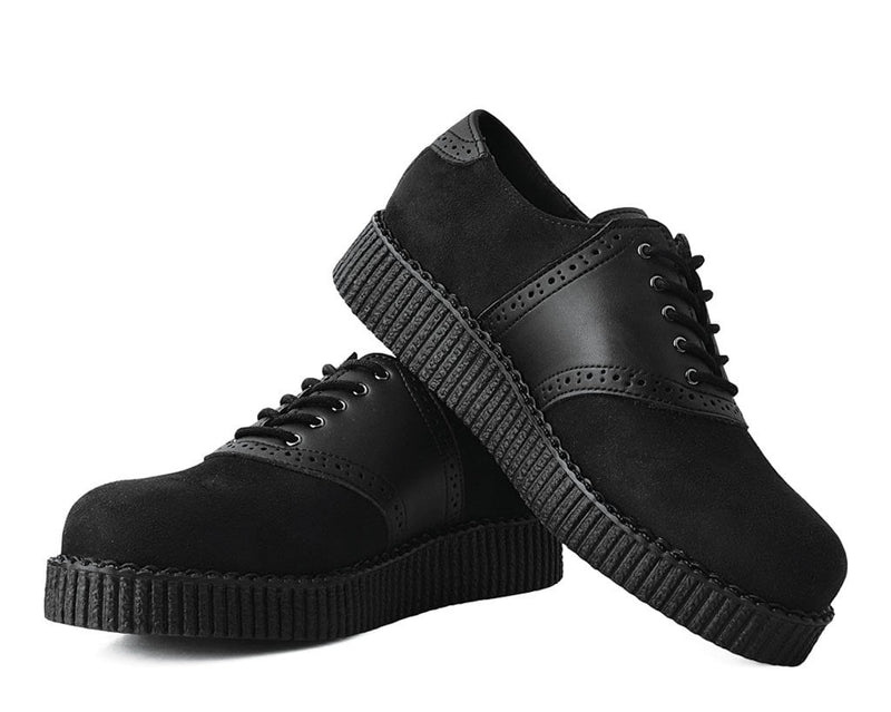 F9837 Black Faux Suede & TUKskin™ Saddle Oxford