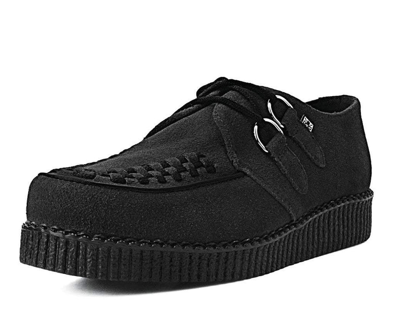 F9779 Black Faux Suede Viva Low Creeper