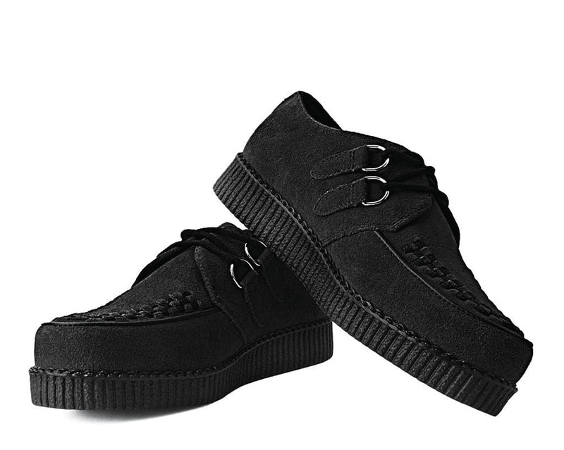 F9779 Black Faux Suede Viva Low Creeper