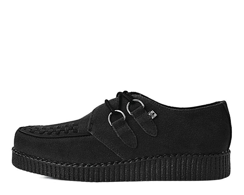 F9779 Black Faux Suede Viva Low Creeper