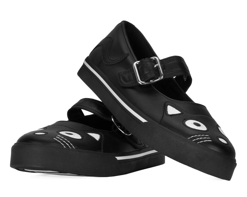 A9217L Black Kitty Face Mary Janes