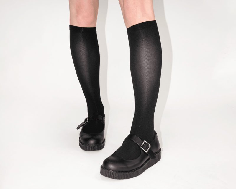 TSK1164 Black Knee-High Nylon Mesh Sock TSK1164-OS