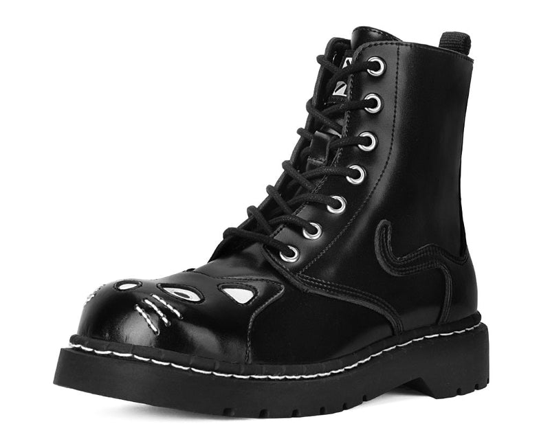 T2343 Black Leather Kitty Boot