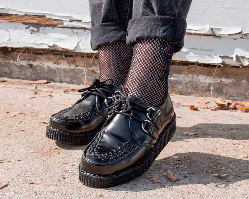 F6806 Black Leather Viva Low Creeper