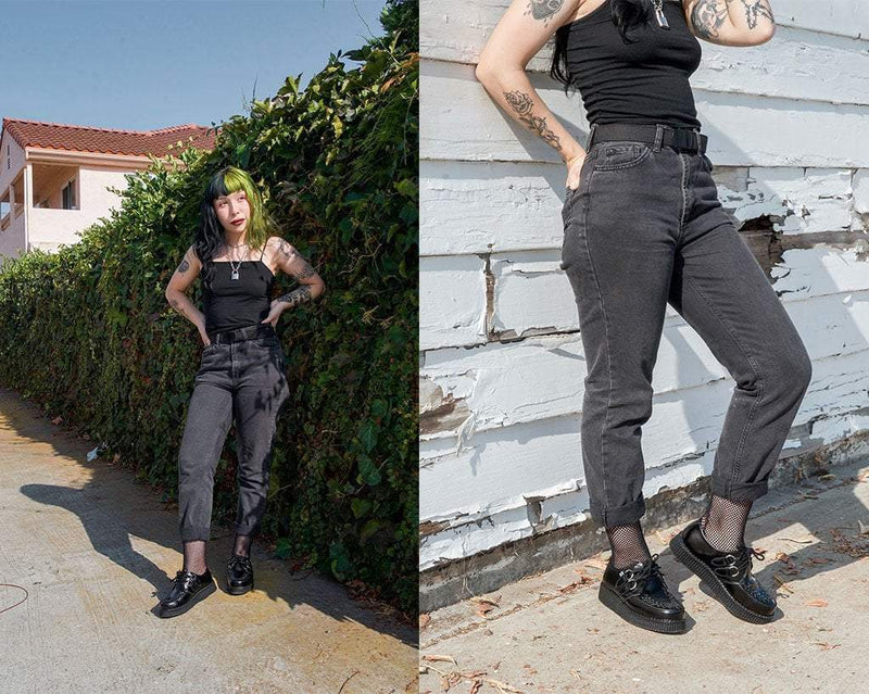 F6806 Black Leather Viva Low Creeper