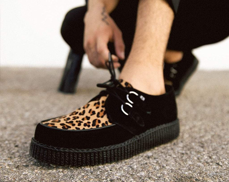 F8142 Black & Leopard Viva Low Creeper