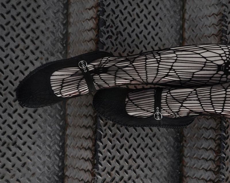F3311L Black Mesh Web Viva Low Mary Jane