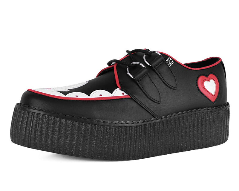 V3257 Black & Red Scallop Heart Viva Mondo Creeper