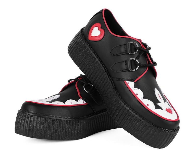 V3257 Black & Red Scallop Heart Viva Mondo Creeper