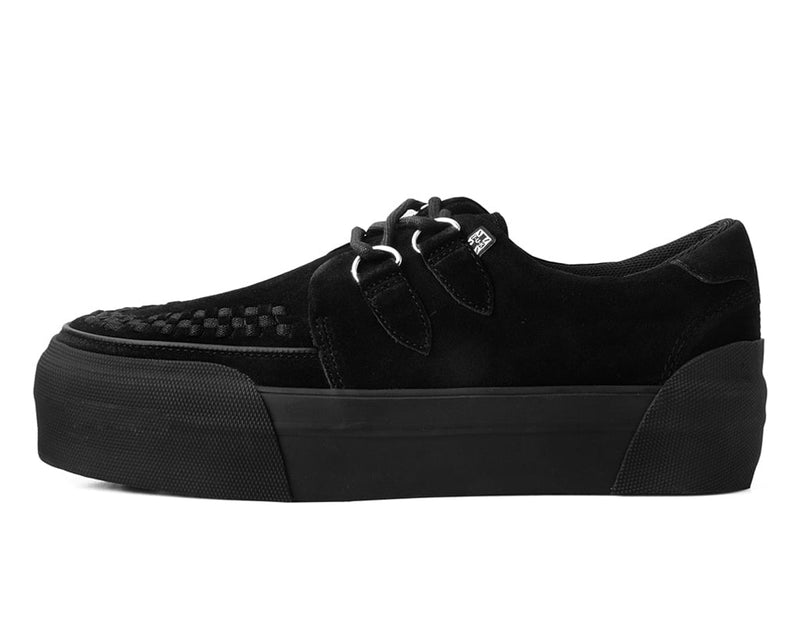 A3136 Black Suede Platform Creeper Sneaker
