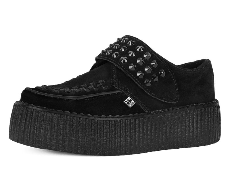 V3262 Black Suede Studded Strap Viva Mondo Creeper