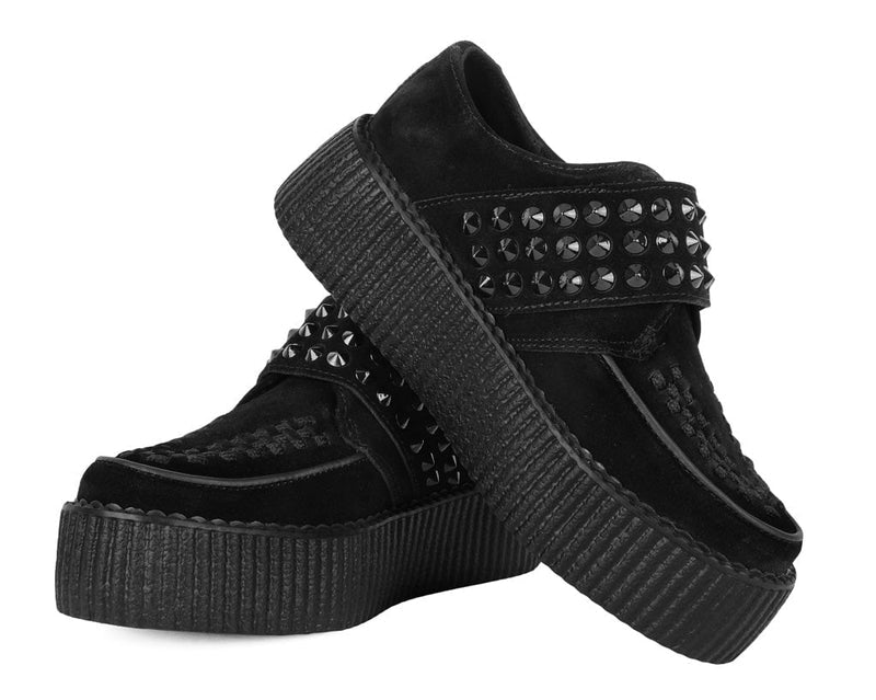 V3262 Black Suede Studded Strap Viva Mondo Creeper