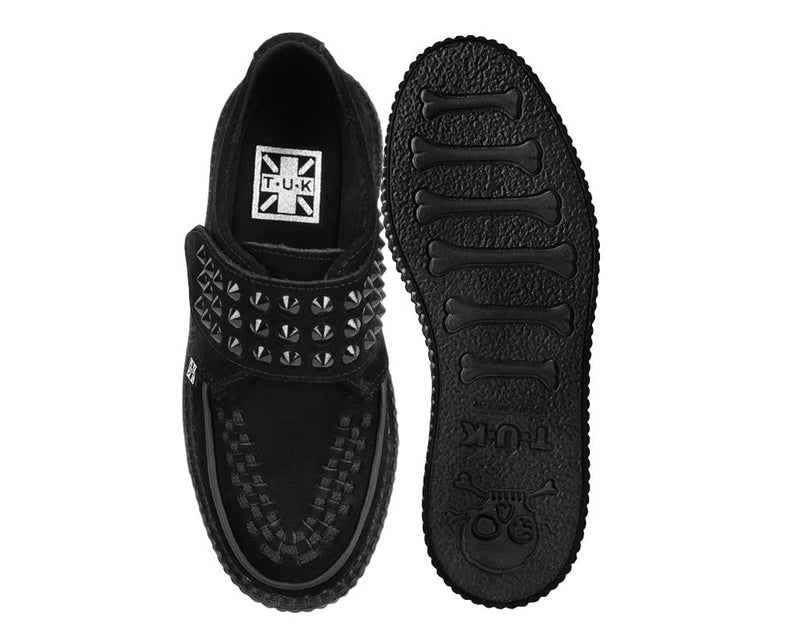 V3262 Black Suede Studded Strap Viva Mondo Creeper