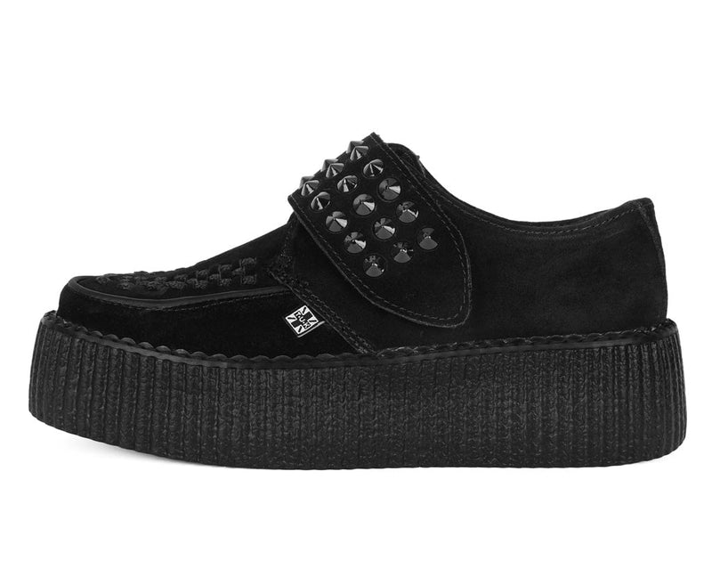 V3262 Black Suede Studded Strap Viva Mondo Creeper