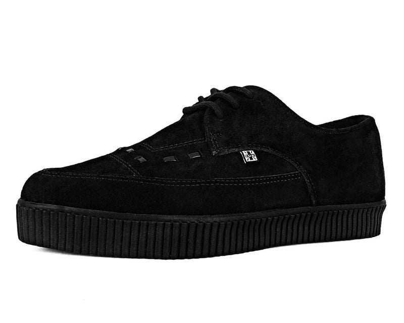 A3263 Black Suede Tie Pointed Lace Up EZC